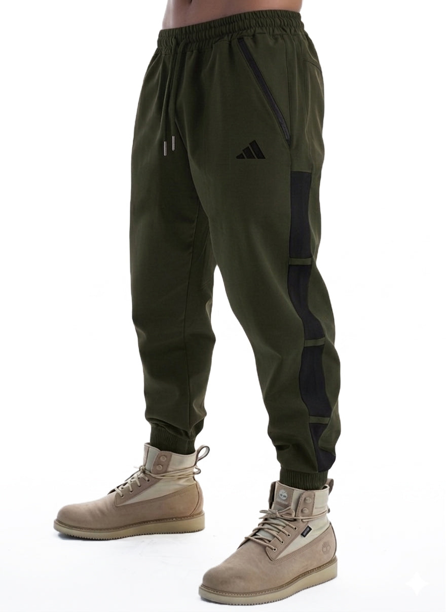 Dark Olive & Black contrast Joggars Trouser - Code - T10521
